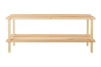 Orsina 2 Tier Cedar Wood Shoe Rack, Under Stairs Shoe Storage Solution, Wooden Shoe Stand For Home, Office - image 1