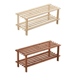 Orsina 2 Tier Cedar Wood Shoe Rack, Under Stairs Shoe Storage Solution, Wooden Shoe Stand For Home, Office - thumbnail 7