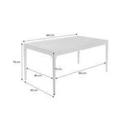 Sweeek - Rectangular Dining Table In Hevea Wood And Ash Veneer Seats 6 Elena Walnut 160X90X76 Cm - thumbnail 5
