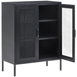 Beliani Acme Black Industrial Metal Sideboard 2-Door Locking Cabinet With Keys, W80 X D40 X H102Cm - thumbnail 5