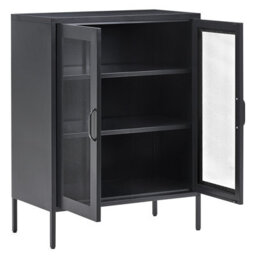 Beliani Acme Black Industrial Metal Sideboard 2-Door Locking Cabinet With Keys, W80 X D40 X H102Cm - thumbnail 6