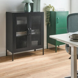 Beliani Acme Black Industrial Metal Sideboard 2-Door Locking Cabinet With Keys, W80 X D40 X H102Cm - thumbnail 2