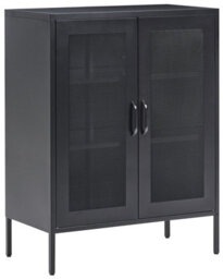 Beliani Acme Black Industrial Metal Sideboard 2-Door Locking Cabinet With Keys, W80 X D40 X H102Cm - thumbnail 3