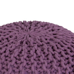 Beliani Cozy Nest Purple Knitted Pouf Ottoman 50 X 35 Cm - Cotton Cover With Eps Beads - thumbnail 4
