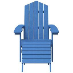 Berkfield Garden Adirondack Chair With Footstool & Table Hdpe Aqua Blue - thumbnail 4