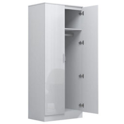 Reflect 2Pc Wardrobe Bundle - 2 Door Corner + 2 Door Mirror - White Gloss & Matt White - H: 180Cm X W: 179Cm X D: 103Cm - thumbnail 8