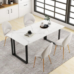 Dining Chairs Set Of 2 Upholstered Accent Chairs W/ Curved Backrest - thumbnail 4