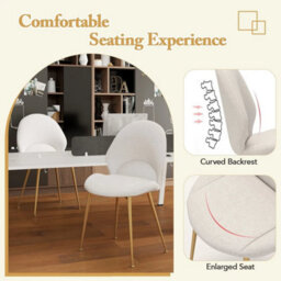 Dining Chairs Set Of 2 Upholstered Accent Chairs W/ Curved Backrest - thumbnail 5