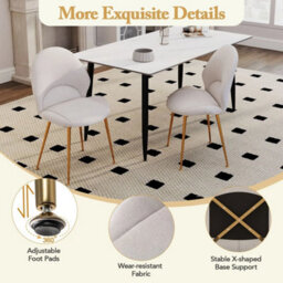 Dining Chairs Set Of 2 Upholstered Accent Chairs W/ Curved Backrest - thumbnail 6
