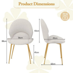 Dining Chairs Set Of 2 Upholstered Accent Chairs W/ Curved Backrest - thumbnail 2