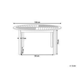 Beliani Garden Dining Table Tolve 150 Cm 150 Cm Acacia Wood Brown - thumbnail 3
