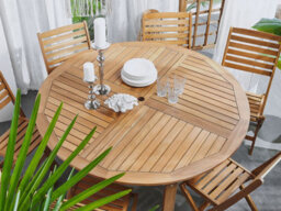 Beliani Garden Dining Table Tolve 150 Cm 150 Cm Acacia Wood Brown - thumbnail 2