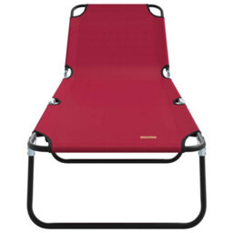 Berkfield Folding Sun Lounger 2 Pcs Portable Red 600D Oxford Fabric - thumbnail 5