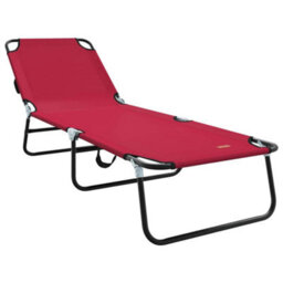 Berkfield Folding Sun Lounger 2 Pcs Portable Red 600D Oxford Fabric - thumbnail 4