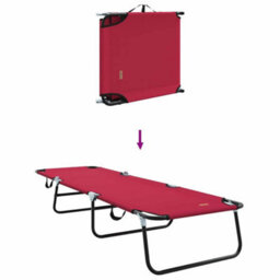 Berkfield Folding Sun Lounger 2 Pcs Portable Red 600D Oxford Fabric - thumbnail 9