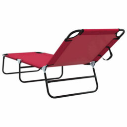 Berkfield Folding Sun Lounger 2 Pcs Portable Red 600D Oxford Fabric - thumbnail 7
