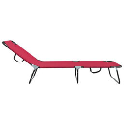 Berkfield Folding Sun Lounger 2 Pcs Portable Red 600D Oxford Fabric - thumbnail 6