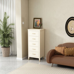 Palazzi 5 Drawer Narrow Chest Of Drawers White - thumbnail 1