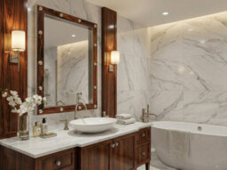 Top Ceramics Designer Wall Mirror (L)120 X (W)70 Cm Polished Aluminium With Rio Rosewood Frame