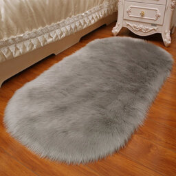 Living And Home Grey Oval Super Soft Shaggy Longhair Area Rug Kids Room Decor Chair Sofa Cover Seat Pad 60 X 90 Cm - thumbnail 2