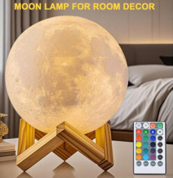 Moon Lamp 18Cm, 16 Colour Rgb Rechargeable Night Light With Remote & Touch Control - thumbnail 4