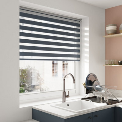 GoodHome Elin Corded Blue Storm Day & Night Roller Blind (W)160Cm (L)180Cm - image 1