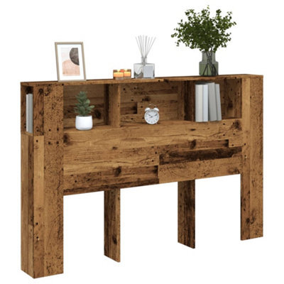Berkfield Headboard Cabinet Old Wood 160X18.5X103.5 Cm Engineered Wood - image 1