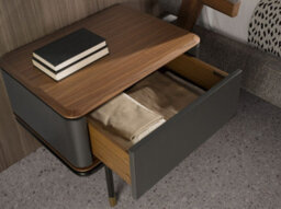 Angel Cerda Stylish Dark Grey Wood Bedside Table With Walnut Top - thumbnail 4