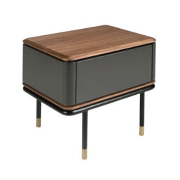 Angel Cerda Stylish Dark Grey Wood Bedside Table With Walnut Top