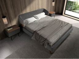 Angel Cerda Stylish Dark Grey Wood Bedside Table With Walnut Top - thumbnail 6