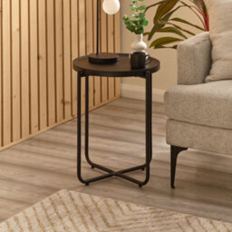 Oakham Cordoba Round Coffee And Lamp Table Set In Black - thumbnail 4