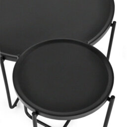 Oakham Cordoba Round Coffee And Lamp Table Set In Black - thumbnail 7