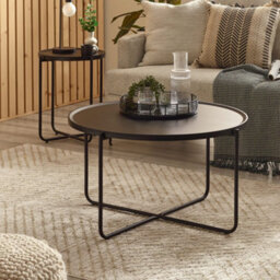 Oakham Cordoba Round Coffee And Lamp Table Set In Black - thumbnail 2