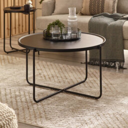 Oakham Cordoba Round Coffee And Lamp Table Set In Black - thumbnail 3