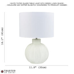 Happy Homewares Contemporary Opal White Glass Table Lamp In Leaf Design And Ivory White Shade - thumbnail 8