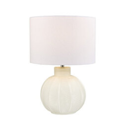 Happy Homewares Contemporary Opal White Glass Table Lamp In Leaf Design And Ivory White Shade - thumbnail 2