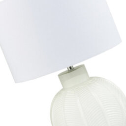 Happy Homewares Contemporary Opal White Glass Table Lamp In Leaf Design And Ivory White Shade - thumbnail 6