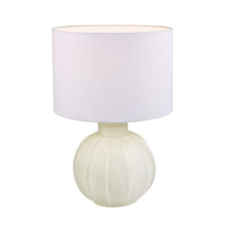 Happy Homewares Contemporary Opal White Glass Table Lamp In Leaf Design And Ivory White Shade - thumbnail 5