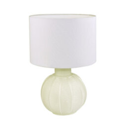 Happy Homewares Contemporary Opal White Glass Table Lamp In Leaf Design And Ivory White Shade - thumbnail 4