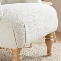 White Boucle Arm Chair Birlea Padstow Easy Chair Fabric Accent - thumbnail 5