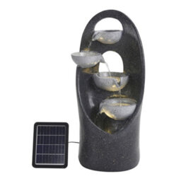 Living And Home 4 Tier Grey Solar Powered Resin Cascading Garden Water Feature Fountain With Led Light 68Cm - thumbnail 6