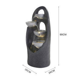 Living And Home 4 Tier Grey Solar Powered Resin Cascading Garden Water Feature Fountain With Led Light 68Cm - thumbnail 9