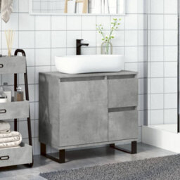 Berkfield Bathroom Sink Cabinet Concrete Grey 65X33X60 Cm Engineered Wood - thumbnail 3