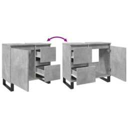 Berkfield Bathroom Sink Cabinet Concrete Grey 65X33X60 Cm Engineered Wood - thumbnail 8