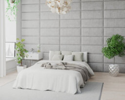 Aspire Easymount Wall Mounted Upholstered Panels, Modular Diy Headboard In Pure Pastel Cotton Fabric, Storm (Pack Of 8) - thumbnail 3