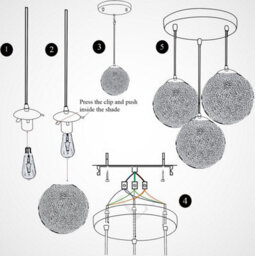 Ledsone Modern 3 Way Decorative Vine Ball Rattan Shade Chandelier Three Head Ceiling Pendant Light Red,yellow,green - thumbnail 4