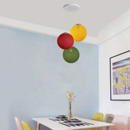 Ledsone Modern 3 Way Decorative Vine Ball Rattan Shade Chandelier Three Head Ceiling Pendant Light Red,yellow,green - thumbnail 8