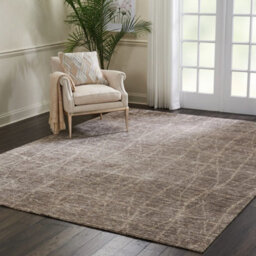 Light Brown Luxurious Modern Wool Easy To Clean Abstract Geometric Handmade Dining Room Bedroom And Living Room Rug -168Cm X 226Cm - thumbnail 1