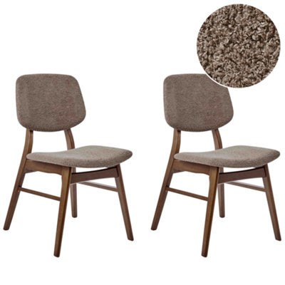 Beliani Set Of 2 Dining Chairs Elaine Boucle Dark Brown/ Taupe - image 1