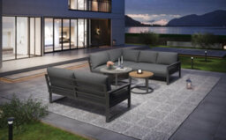 Btm 7 Seater Outdoor Garden Furniture Corner Sofa With Iron Frame, Adjustable Legs & Cushions (Grey) - thumbnail 7